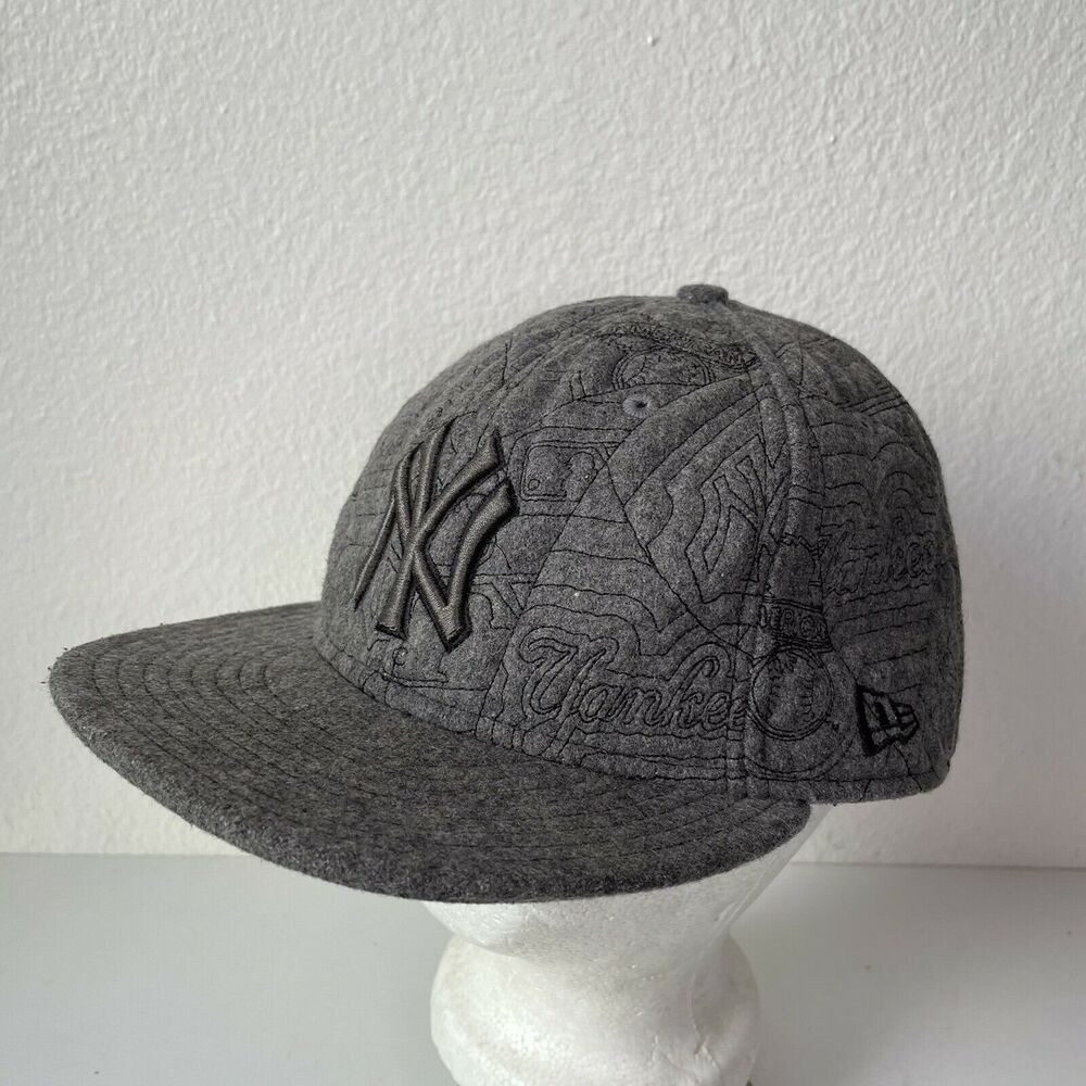 NEW ERA 2000’s Yankees 59fifty Fitted Hat Gray Thick Wool Baseball Cap 7.5